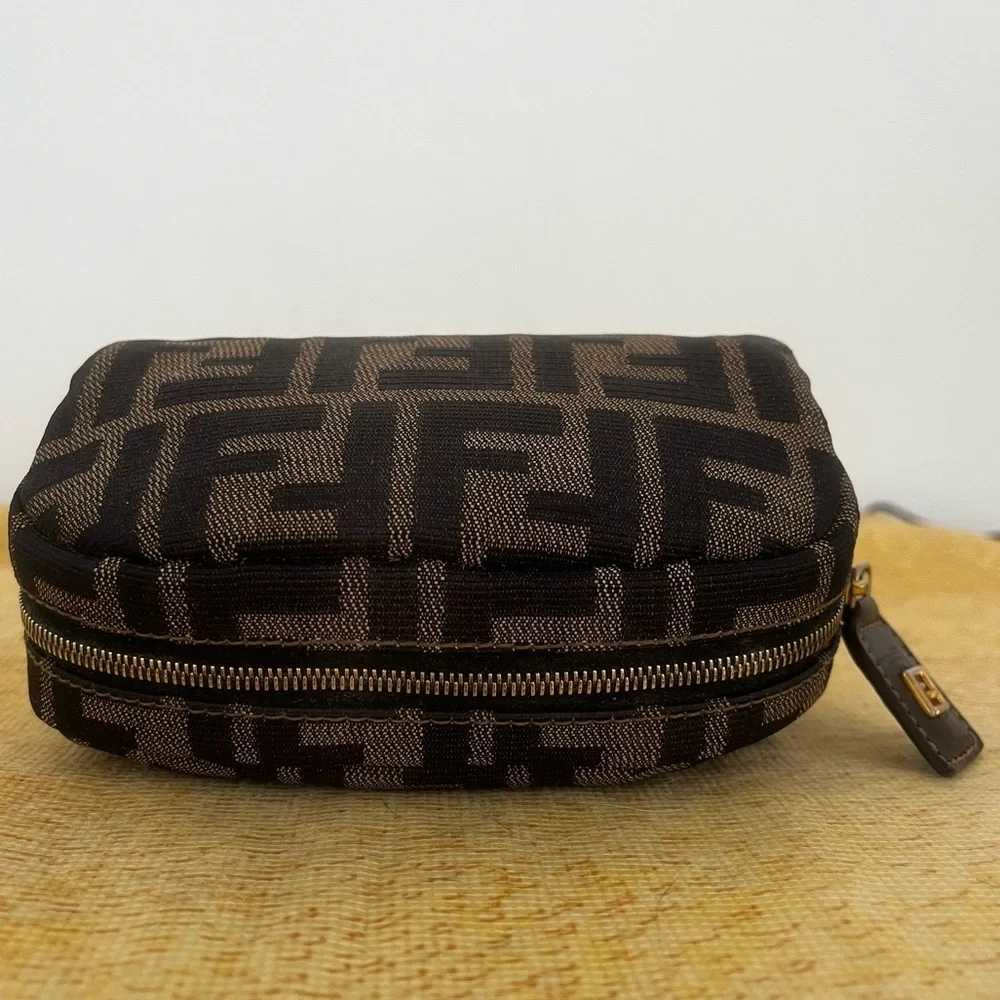 FENDI FF Zucca Monogram Cosmetic/Vanity Pouch Italy EUC Circa1980’s-1990’s